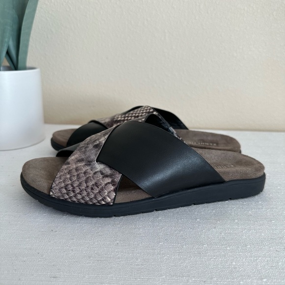 Kenneth Cole Maxwell Brown/Gray Snake Leather Criss Cross Slide Sandal Womans 7M - Picture 6 of 11